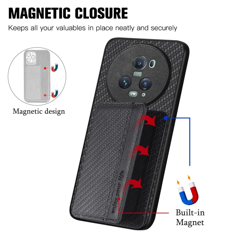 For Honor Magic5 Pro Carbon Fiber Magnetic Card Bag Phone Case