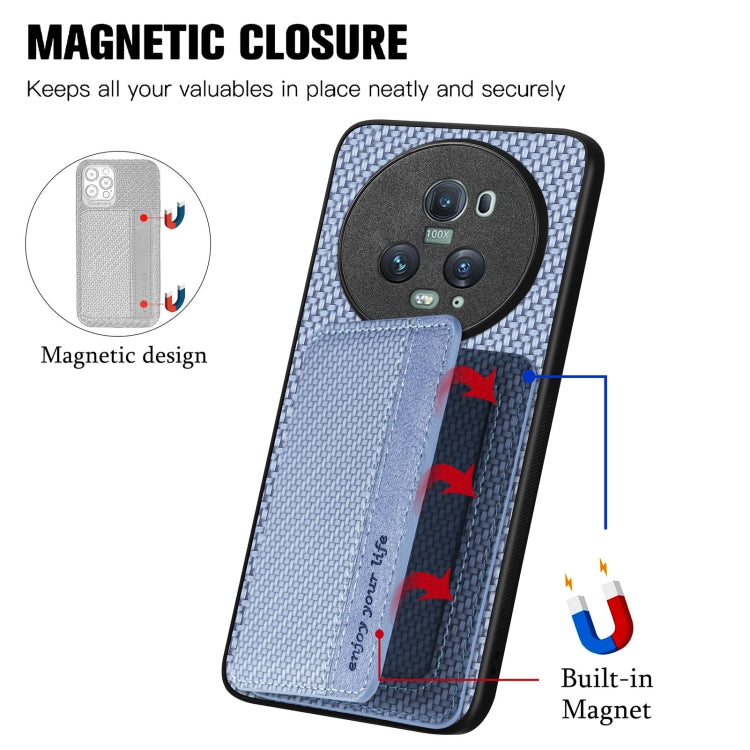 For Honor Magic5 Pro Carbon Fiber Magnetic Card Bag Phone Case
