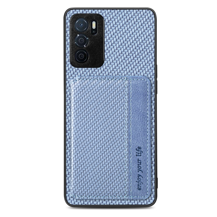 For OPPO A16 Carbon Fiber Magnetic Card Bag Phone Case