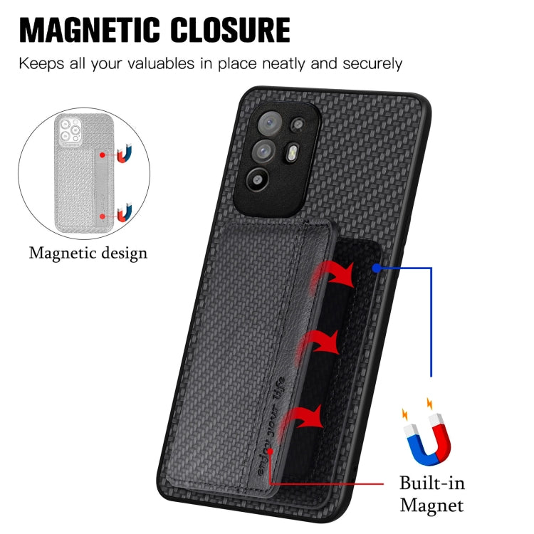 For OPPO A94 5G Carbon Fiber Magnetic Card Bag Phone Case