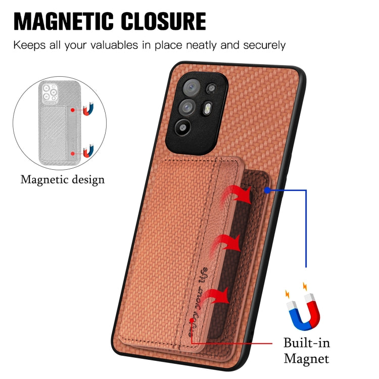 For OPPO A94 5G Carbon Fiber Magnetic Card Bag Phone Case