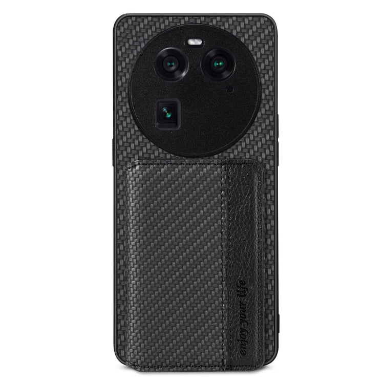 For OPPO Find X6 Carbon Fiber Magnetic Card Bag Phone Case