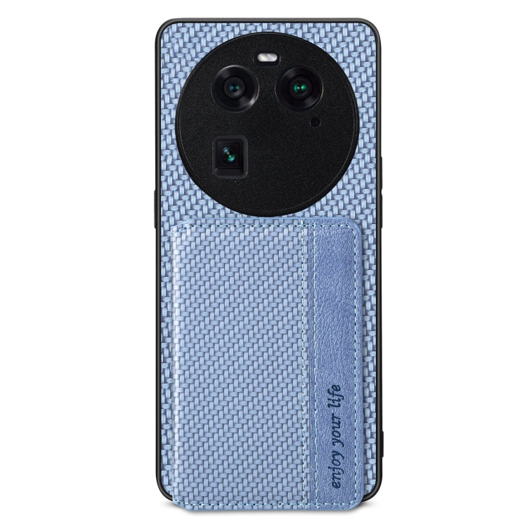 For OPPO Find X6 Carbon Fiber Magnetic Card Bag Phone Case