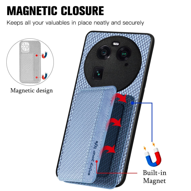 For OPPO Find X6 Carbon Fiber Magnetic Card Bag Phone Case