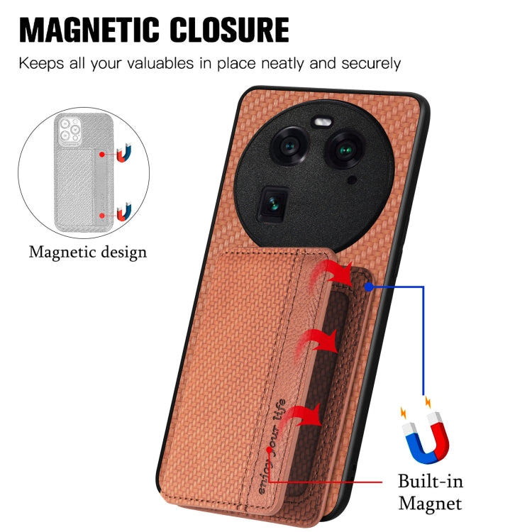 For OPPO Find X6 Carbon Fiber Magnetic Card Bag Phone Case