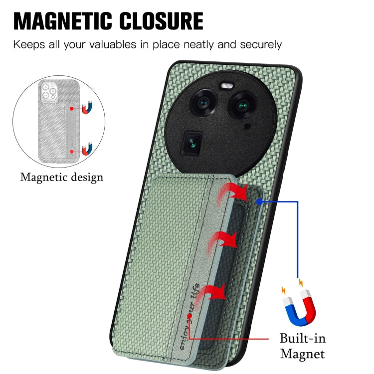 For OPPO Find X6 Carbon Fiber Magnetic Card Bag Phone Case