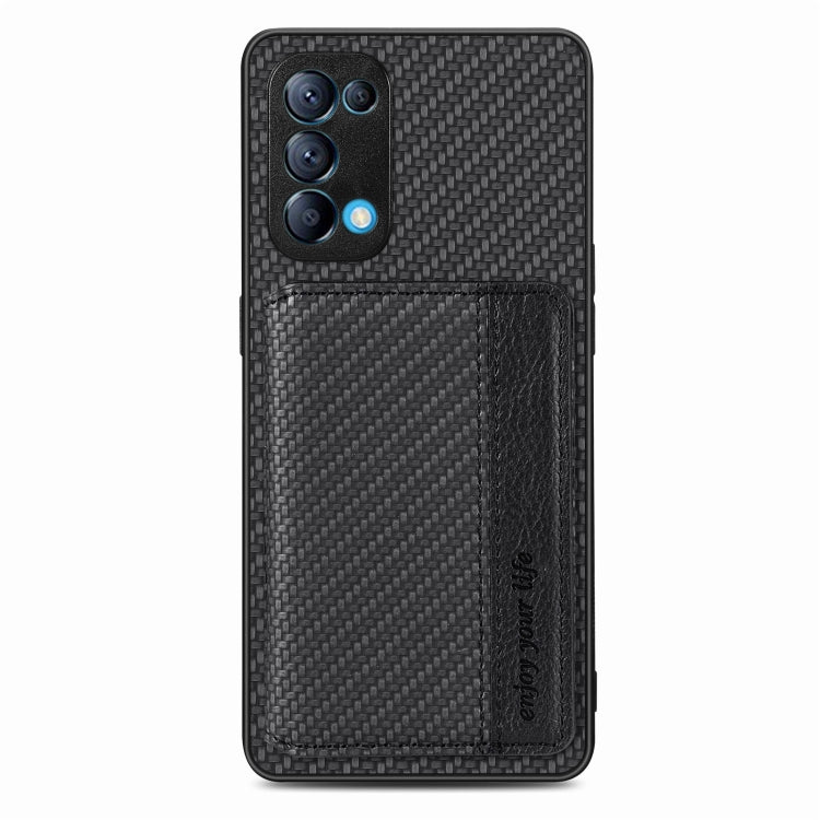 For OPPO Reno5 5G Carbon Fiber Magnetic Card Bag Phone Case