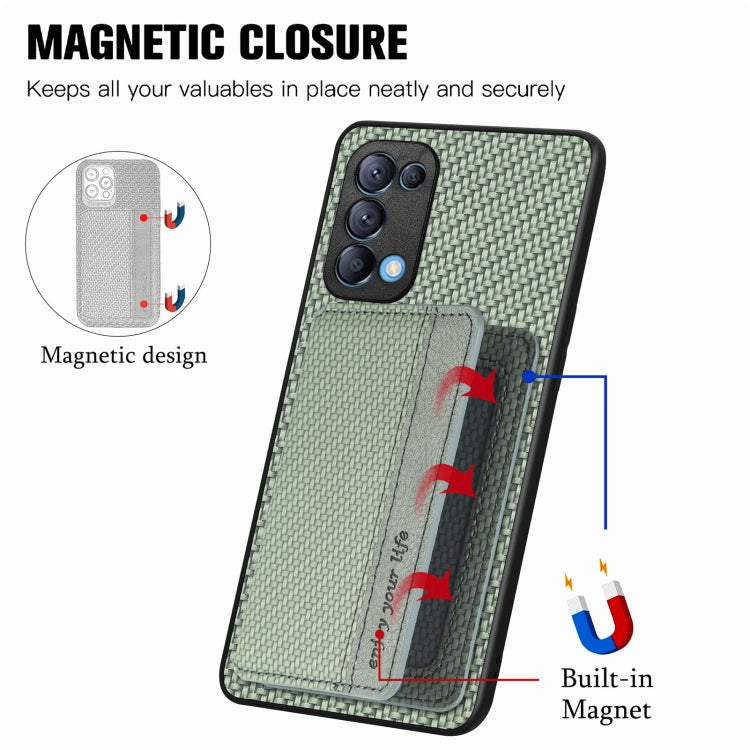 For OPPO Reno5 5G Carbon Fiber Magnetic Card Bag Phone Case