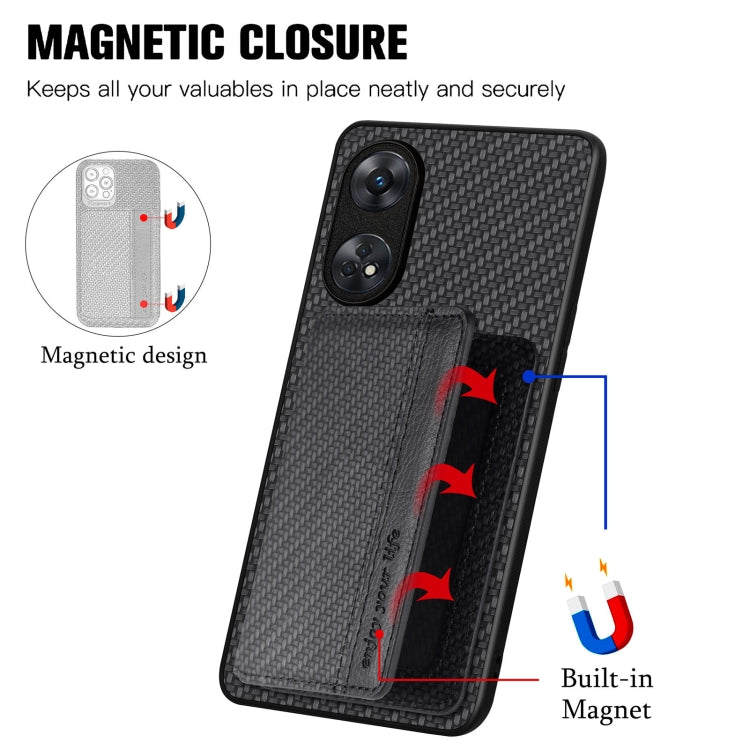 For OPPO Reno8 T 4G Carbon Fiber Magnetic Card Bag Phone Case