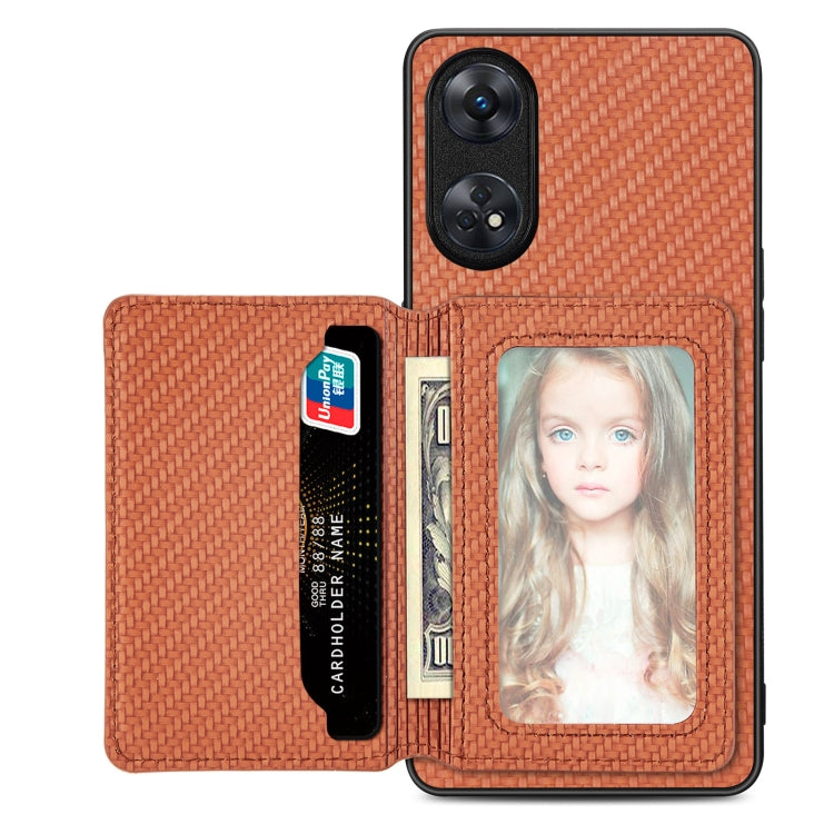 For OPPO Reno8 T 4G Carbon Fiber Magnetic Card Bag Phone Case