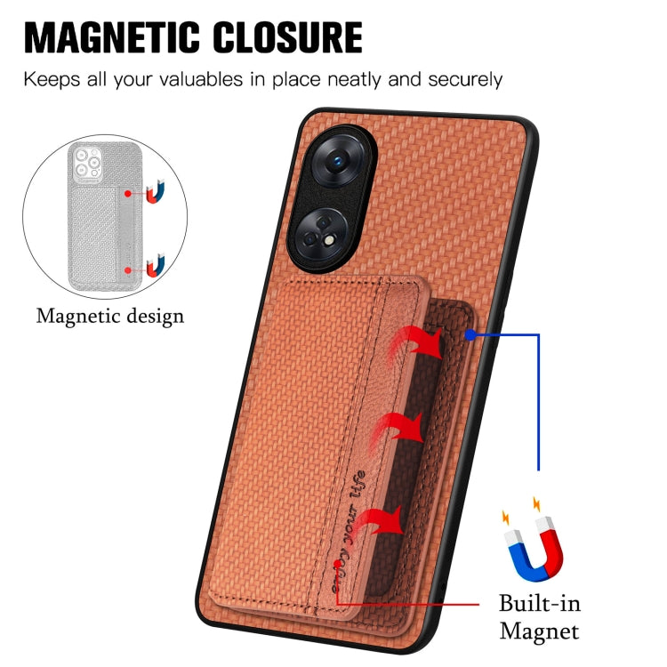 For OPPO Reno8 T 4G Carbon Fiber Magnetic Card Bag Phone Case