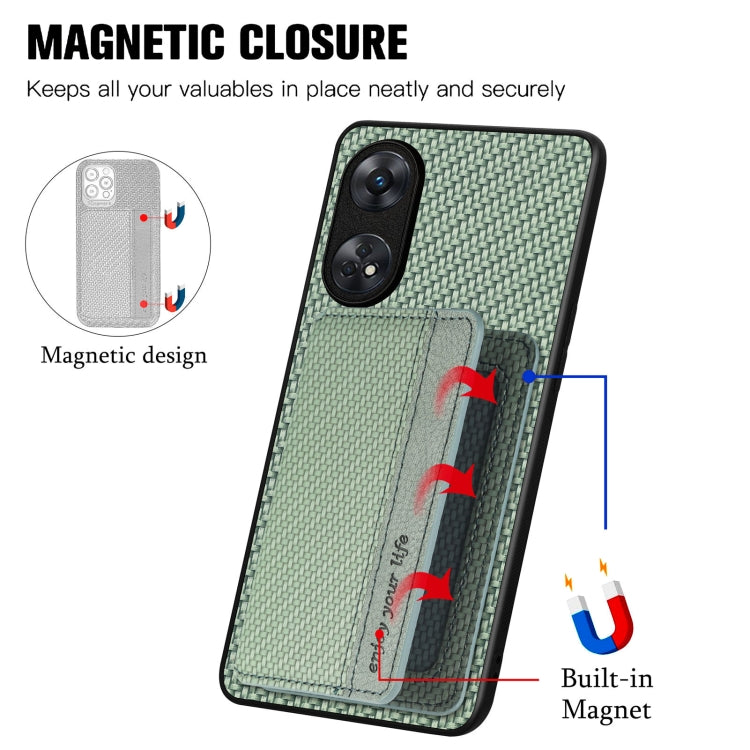 For OPPO Reno8 T 4G Carbon Fiber Magnetic Card Bag Phone Case