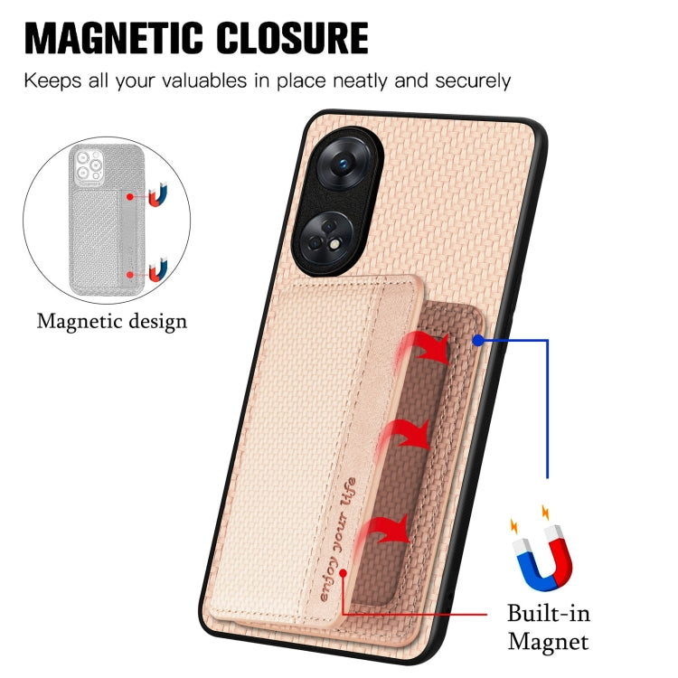 For OPPO Reno8 T 4G Carbon Fiber Magnetic Card Bag Phone Case