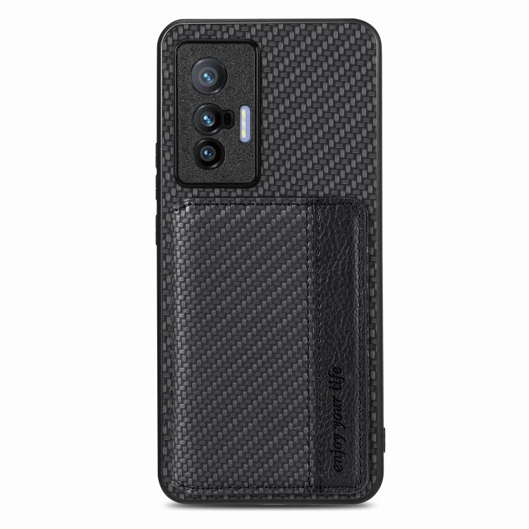 For  vivo X70 Carbon Fiber Magnetic Card Bag Phone Case