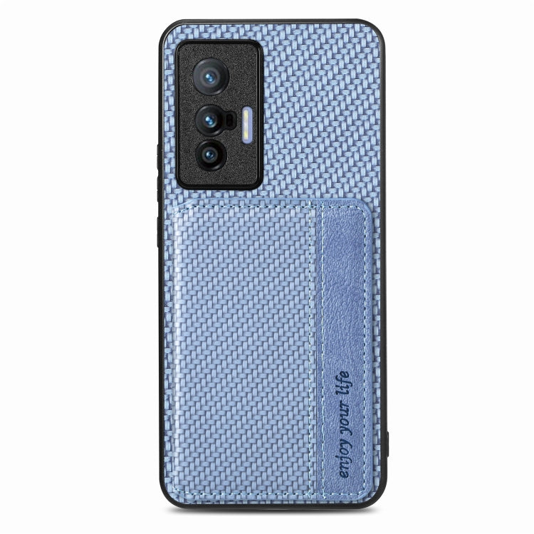 For  vivo X70 Carbon Fiber Magnetic Card Bag Phone Case