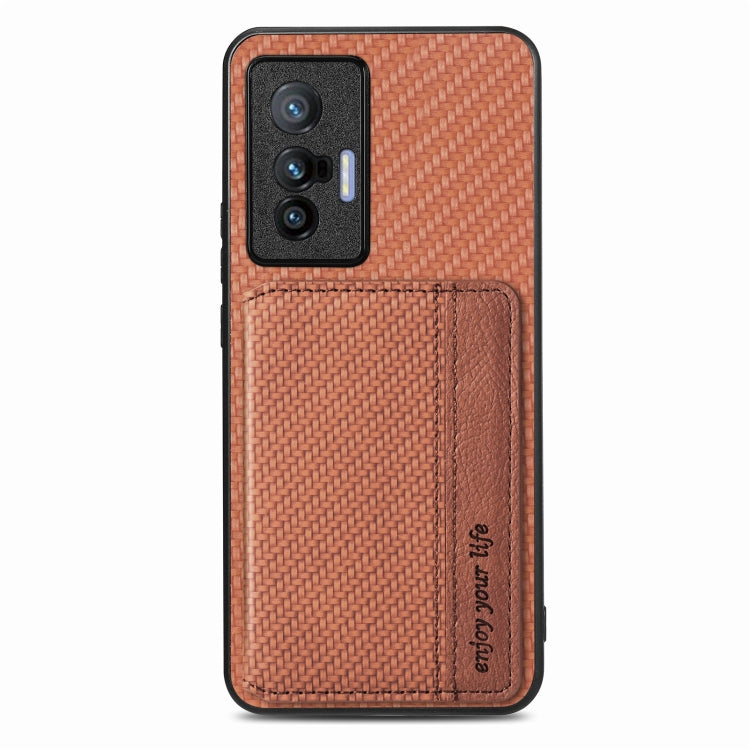 For  vivo X70 Carbon Fiber Magnetic Card Bag Phone Case
