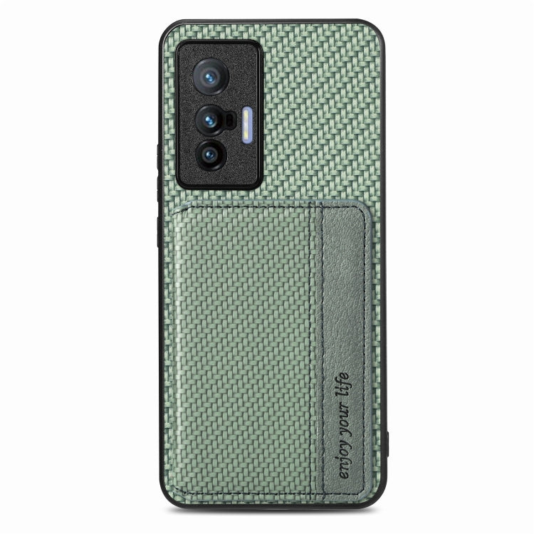 For  vivo X70 Carbon Fiber Magnetic Card Bag Phone Case
