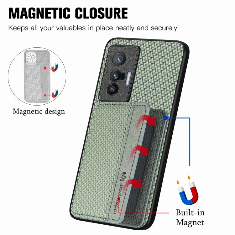 For  vivo X70 Carbon Fiber Magnetic Card Bag Phone Case