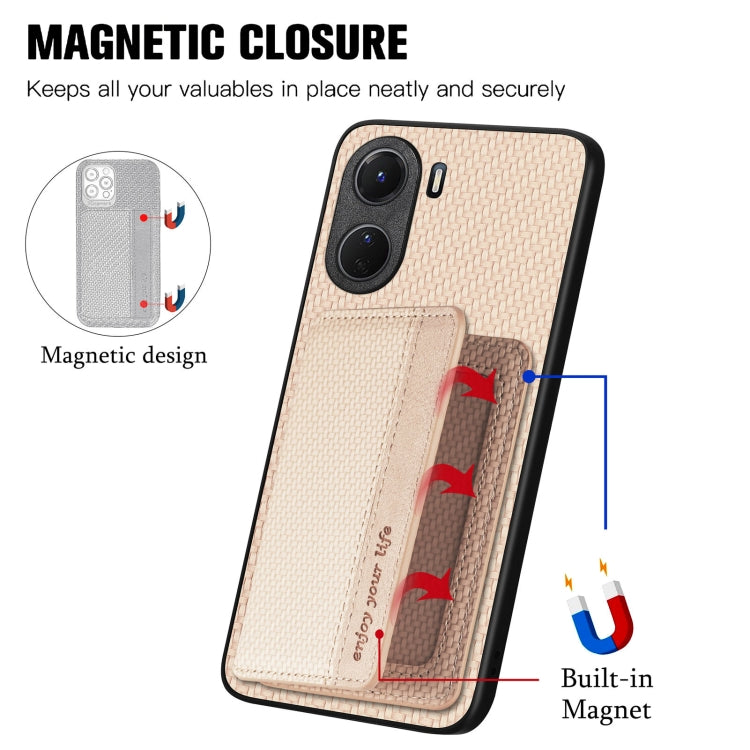 For vivo Y16 Carbon Fiber Magnetic Card Bag Phone Case