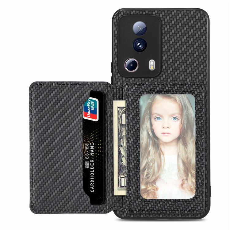 For Xiaomi 13 Lite Carbon Fiber Magnetic Card Bag Phone Case