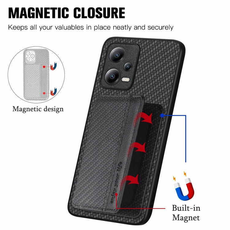 For Xiaomi Redmi Note 12 Pro+ 5G Global Carbon Fiber Magnetic Card Bag Phone Case