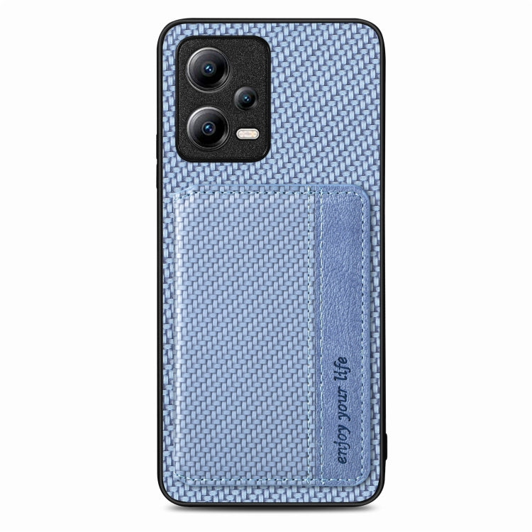 For Xiaomi Redmi Note 12 Pro+ 5G Global Carbon Fiber Magnetic Card Bag Phone Case