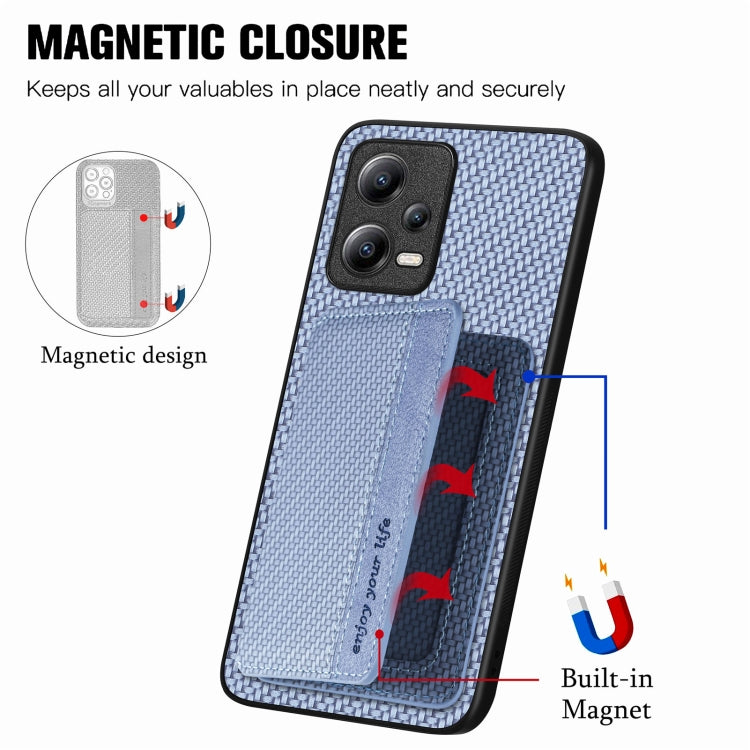 For Xiaomi Redmi Note 12 Pro+ 5G Global Carbon Fiber Magnetic Card Bag Phone Case