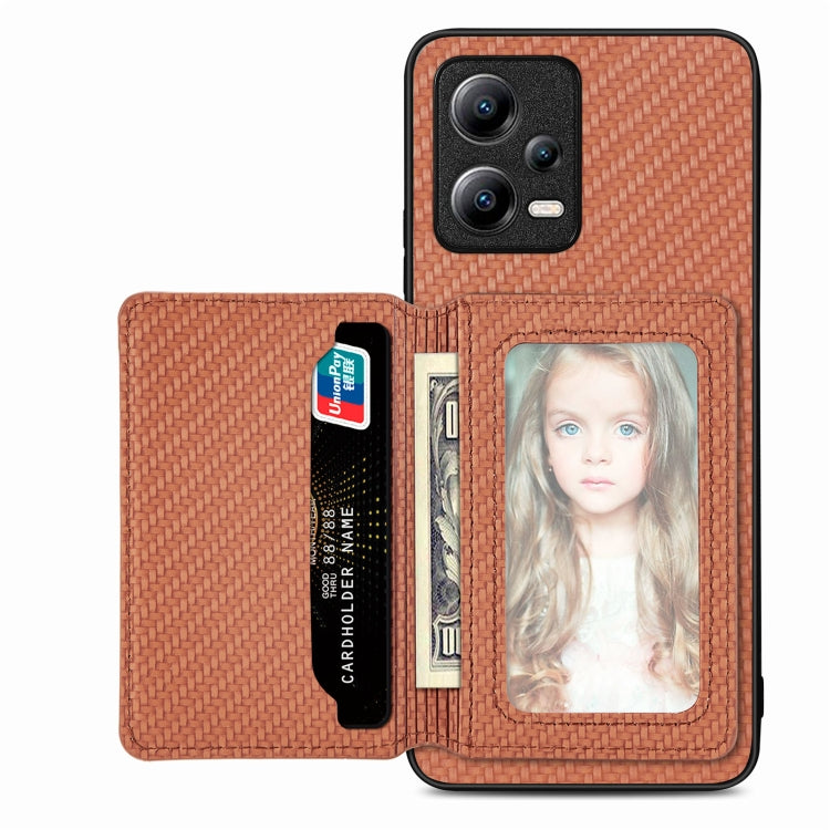For Xiaomi Redmi Note 12 Pro+ 5G Global Carbon Fiber Magnetic Card Bag Phone Case