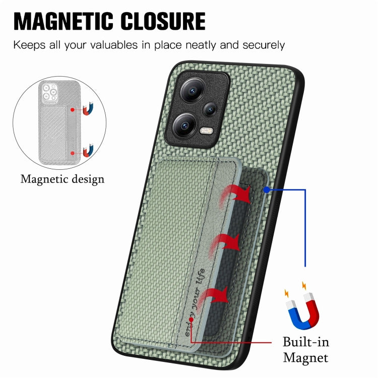 For Xiaomi Redmi Note 12 Pro+ 5G Global Carbon Fiber Magnetic Card Bag Phone Case