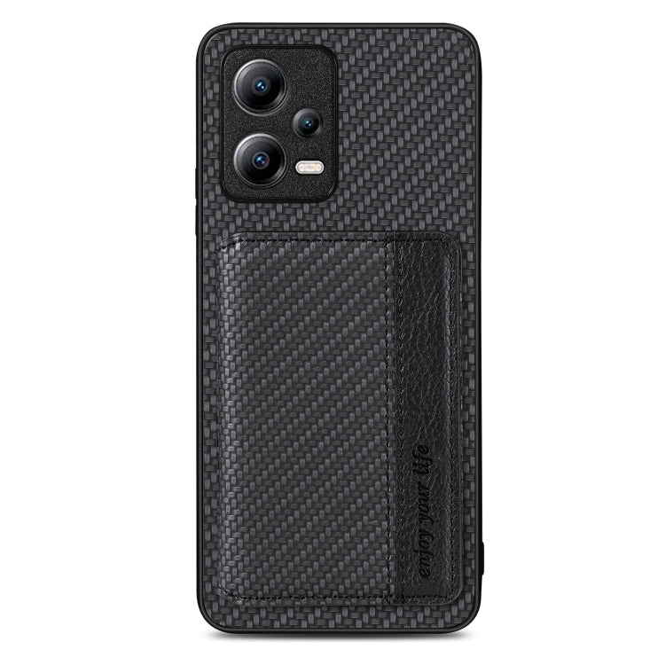 For Xiaomi Poco X5 Carbon Fiber Magnetic Card Bag Phone Case