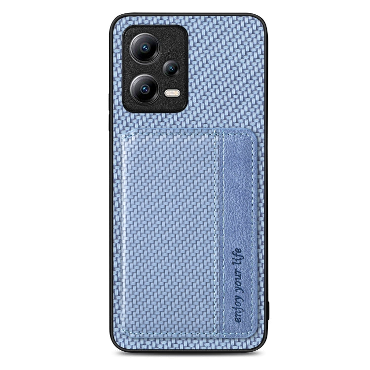 For Xiaomi Poco X5 Carbon Fiber Magnetic Card Bag Phone Case