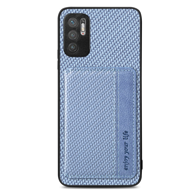 For Xiaomi Redmi Note 10 5G Carbon Fiber Magnetic Card Bag Phone Case