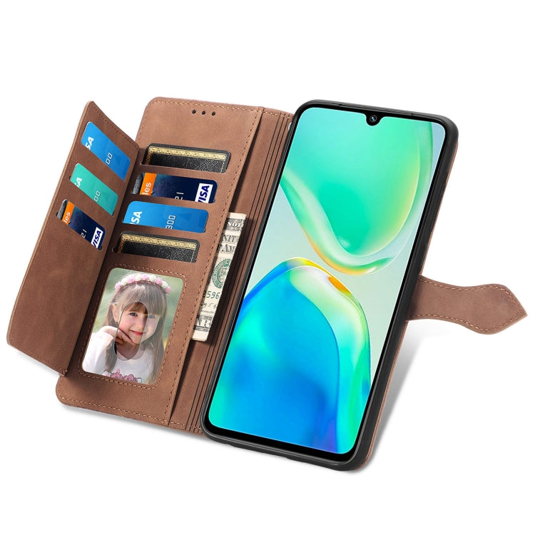 For vivo S15e Embossed Flower Zipper Leather Phone Case