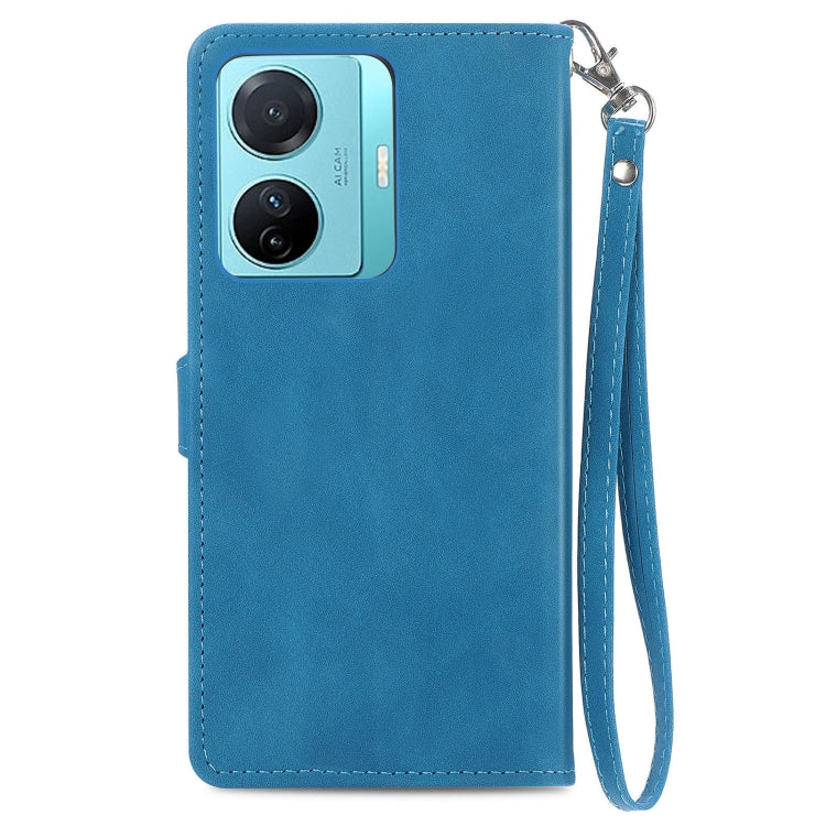 For vivo S15e Embossed Flower Zipper Leather Phone Case