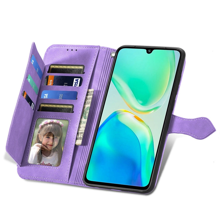 For vivo S15e Embossed Flower Zipper Leather Phone Case