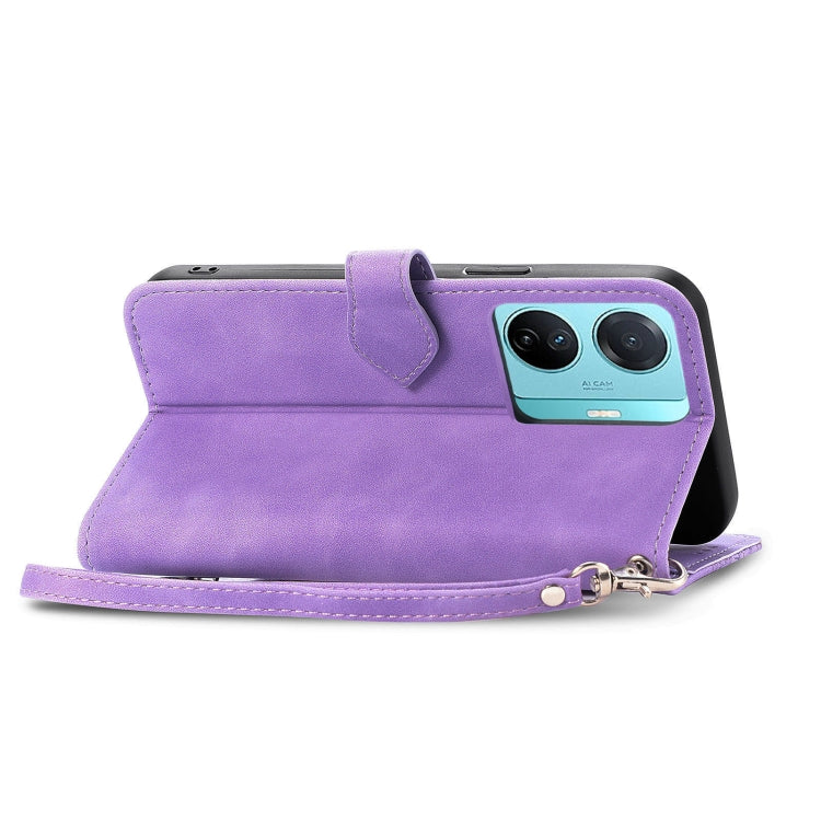 For vivo S15e Embossed Flower Zipper Leather Phone Case