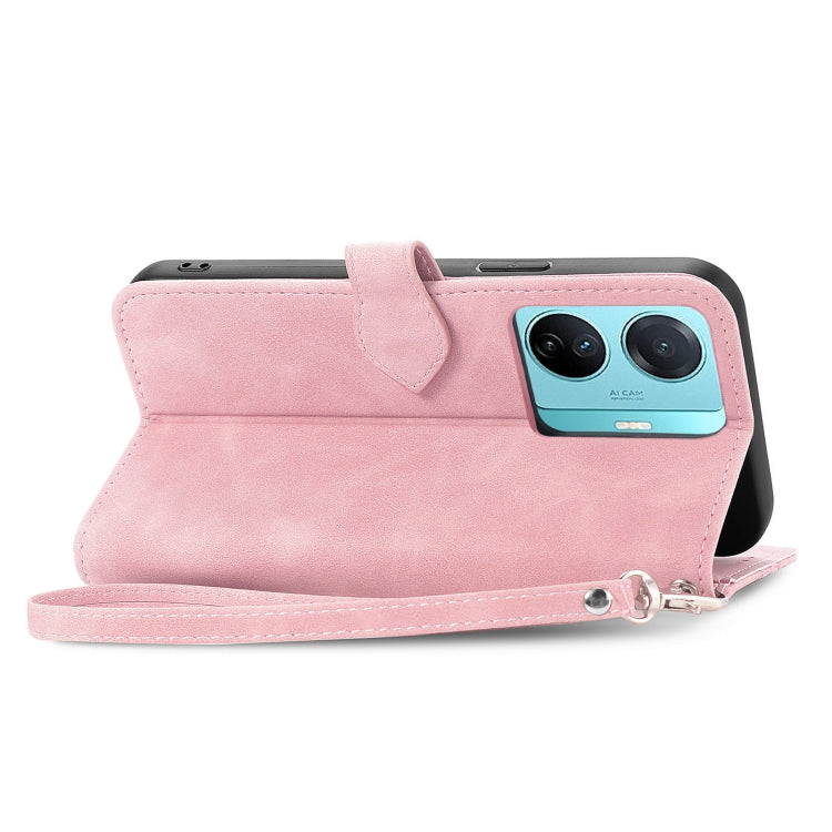 For vivo S15e Embossed Flower Zipper Leather Phone Case