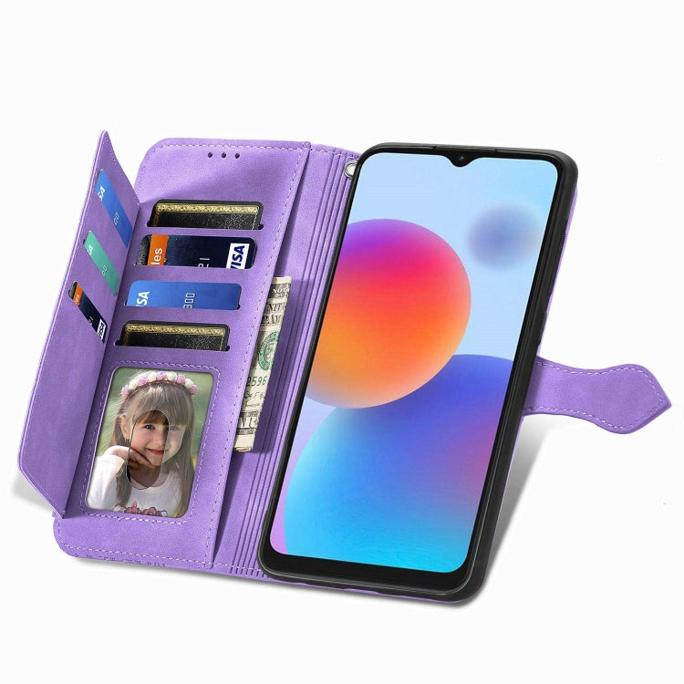 For ZTE Blade A52 Embossed Flower Zipper Leather Phone Case