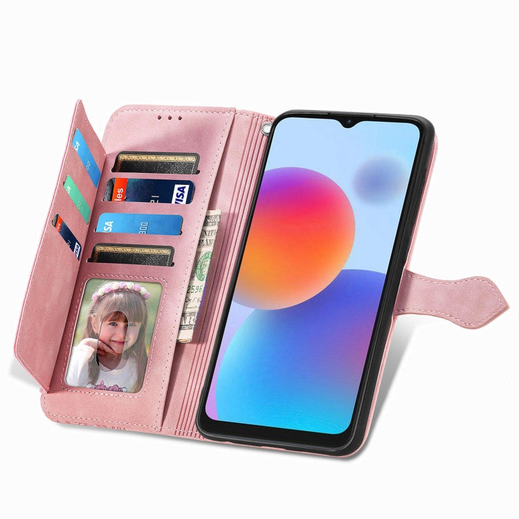 For ZTE Blade A52 Embossed Flower Zipper Leather Phone Case