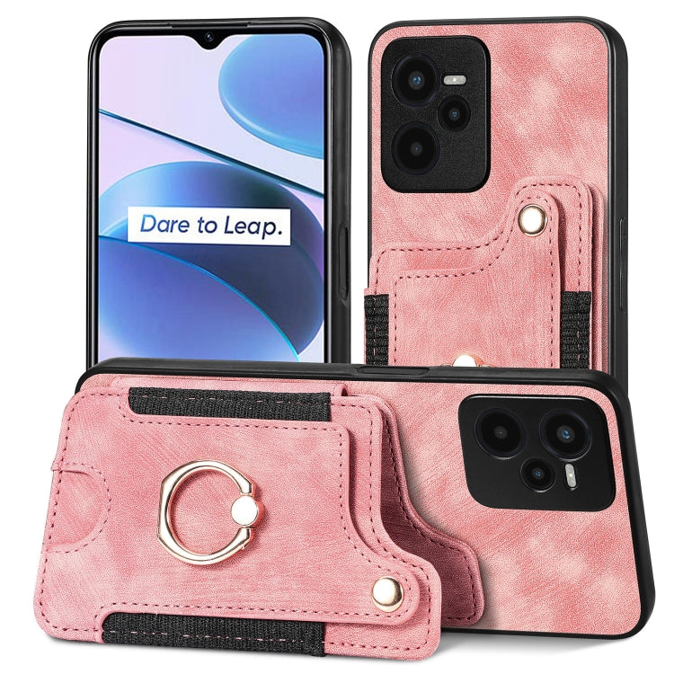 For Realme C35 Retro Skin-feel Ring Multi-card Wallet Phone Case