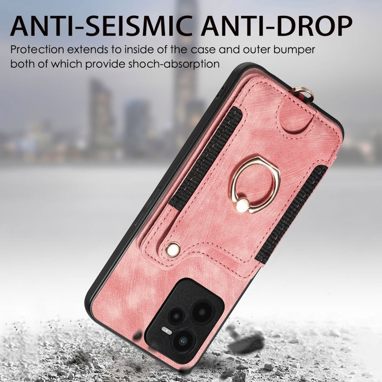 For Realme C35 Retro Skin-feel Ring Multi-card Wallet Phone Case