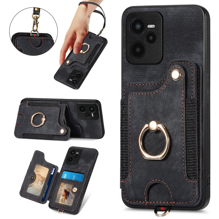 For Realme C35 Retro Skin-feel Ring Multi-card Wallet Phone Case