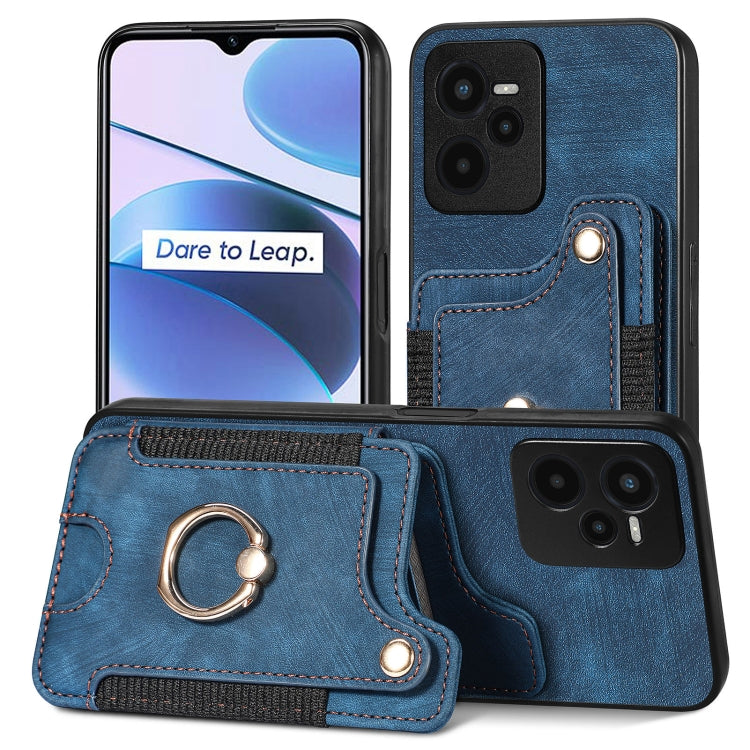 For Realme C35 Retro Skin-feel Ring Multi-card Wallet Phone Case