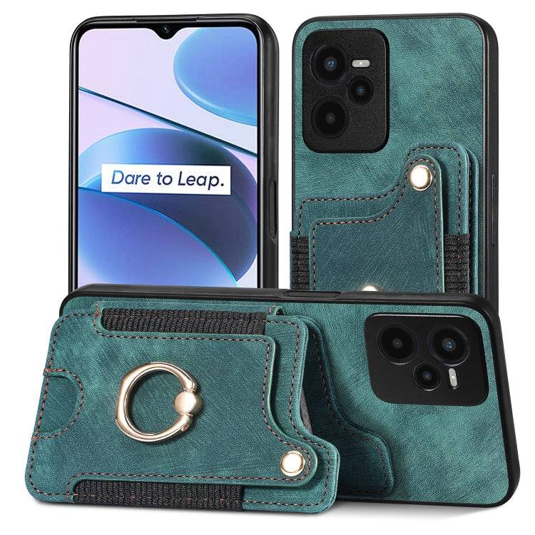 For Realme C35 Retro Skin-feel Ring Multi-card Wallet Phone Case