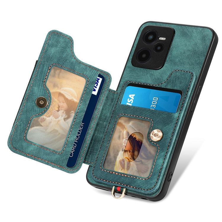 For Realme C35 Retro Skin-feel Ring Multi-card Wallet Phone Case