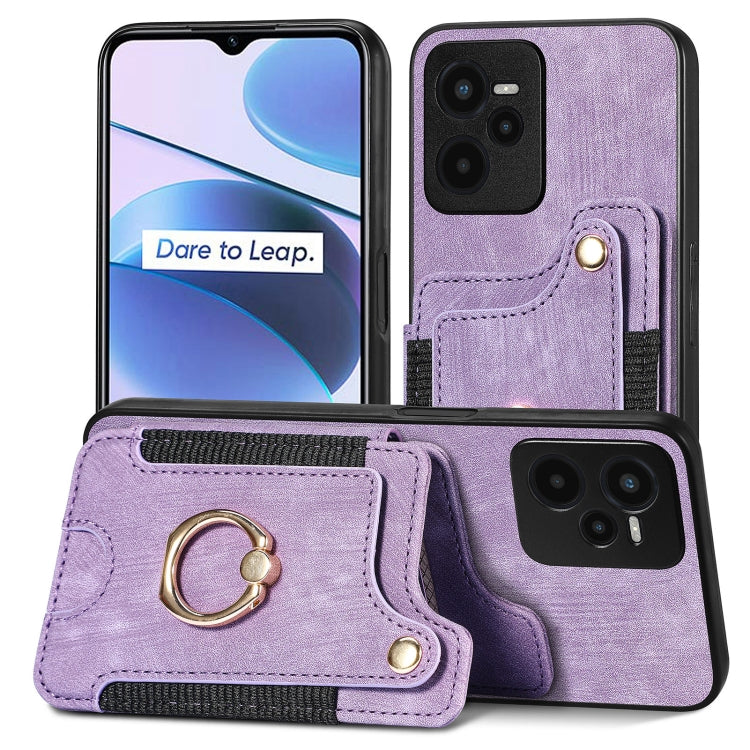 For Realme C35 Retro Skin-feel Ring Multi-card Wallet Phone Case