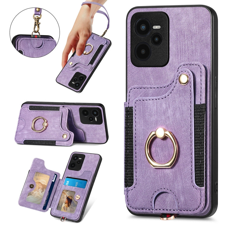 For Realme C35 Retro Skin-feel Ring Multi-card Wallet Phone Case