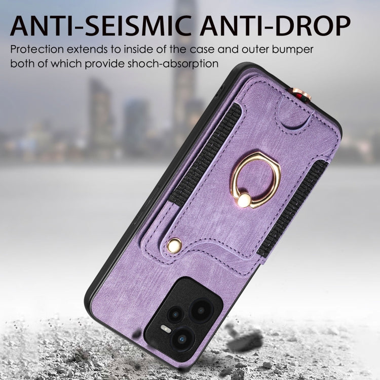 For Realme C35 Retro Skin-feel Ring Multi-card Wallet Phone Case