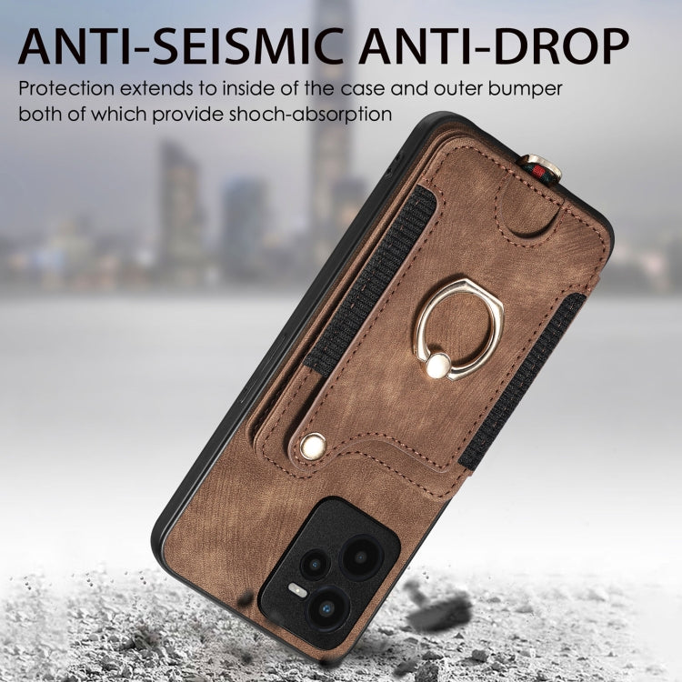 For Realme C35 Retro Skin-feel Ring Multi-card Wallet Phone Case