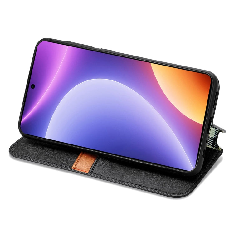 For Redmi Note 12 Turbo Cubic Grid Pressed Magnetic Leather Phone Case